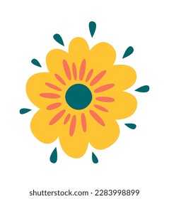 Cartoon handgezeichnet florale Ikone Frühlingsdekor. Vektorgrafik