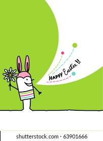 Cartoon hand drawn greeting card - Easter