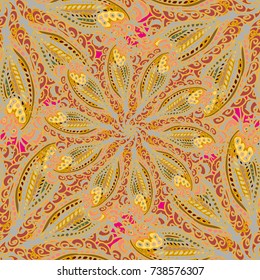 Cartoon hand drawn handmade doodles seamless pattern. Colorful detailed with lot objects backdrop. Seamless abstract hand-drawn waves pattern, wavy background. Zentangle inspired art