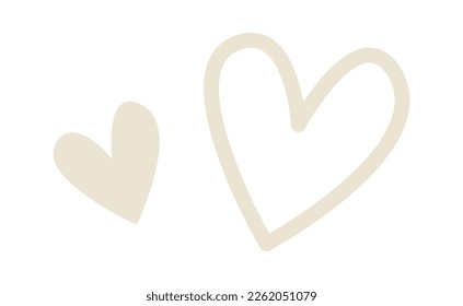 Cartoon hand drawn hearts flat icon. Vector illustration