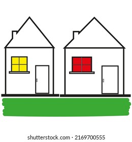 Casa dibujada a mano. Ilustración vectorial. imagen de stock.