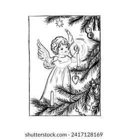 Cartoon hand drawn illustration of an angel. Design for children's books