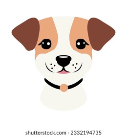 Cartoon Hand Drawn Jack Russel Terrier Puppy Portrait