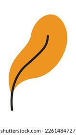 Cartoon hand drawn leaf flat icon. Vector illustration