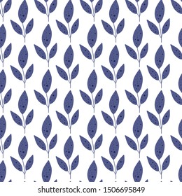 Cartoon hand drawn leaves seamless pattern background.  Design for fabric, wrapping, textile, wallpaper, apparel.