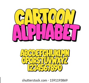 Cartoon hand drawn letters. Vector alphabet.