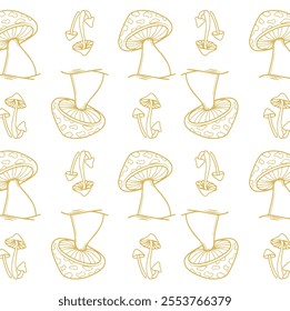 Cartoon hand drawn mushroom icons pattern