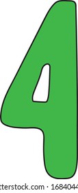 cartoon hand drawn number four