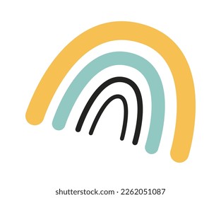 Icono plano de arco iris dibujado a mano. Ilustración del vector