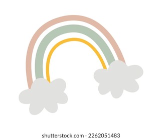 Cartoon hand drawn rainbow flat icon. Vector illustration