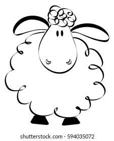 Cartoon hand drawn sheep