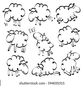 Cartoon Hand Drawn Sheep