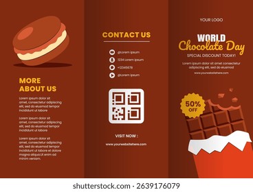 Cartoon Hand Drawn Social Media Brochure Layout for Celebrating World Chocolate Day