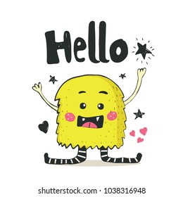cartoon hand drawn vector illustration. Can be used for baby t-shirt print, fashion print design, kids wear, baby shower celebration greeting and invitation card.