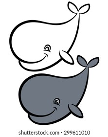 Cartoon hand drawn vector illustration of whale