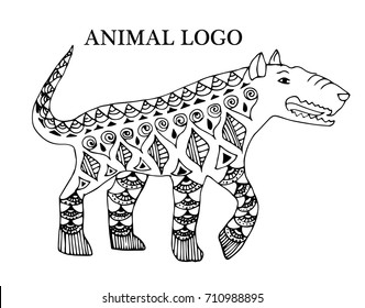 Cartoon, hand drawn, vector illustration Doodle dinosaur. Motive of the Jurassic life. Andrewsarkh is the largest carnivorous mammal. Anti-stress Coloring book for adults.