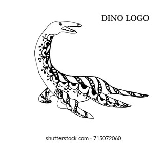 Cartoon, hand drawn, vector illustration Doodle dinosaurs. The motif of the Jurassic period. Anti-stress coloring for adults