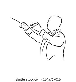 cartoon, hand drawn, vector, sketch, illustration of kapellmeister, conductor vector sketch illustration