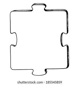 cartoon, hand drawn, vector, sketch, illustration of puzzle