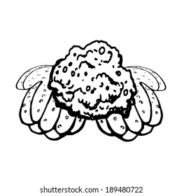 cartoon, hand drawn, vector, sketch, illustration of sponge-hands