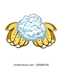 cartoon, hand drawn, vector, sketch, illustration of sponge-hands