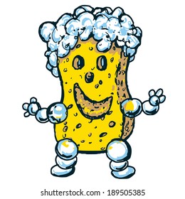 cartoon, hand drawn, vector, sketch, illustration of sponge