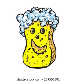 cartoon, hand drawn, vector, sketch, illustration of sponge