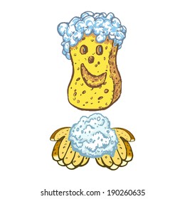 cartoon, hand drawn, vector, sketch, illustration of sponge