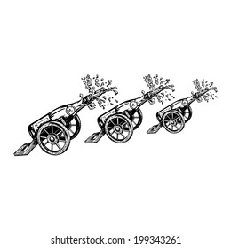 cartoon, hand drawn, vector, sketch, illustration of bottles of champagne