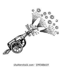 cartoon, hand drawn, vector, sketch, illustration of bottle of champagne