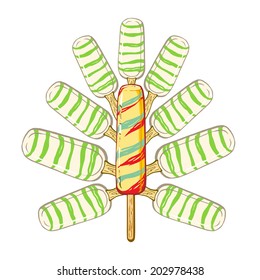 cartoon, hand drawn, vector, sketch, illustration of popsicles