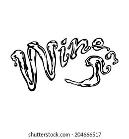 cartoon, hand drawn, vector, sketch, illustration of wine