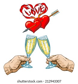cartoon, hand drawn, vector, sketch, illustration of mutual love
