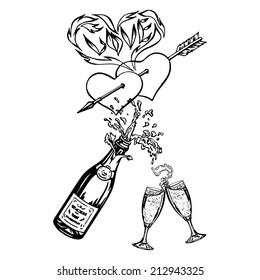cartoon, hand drawn, vector, sketch, illustration of mutual love