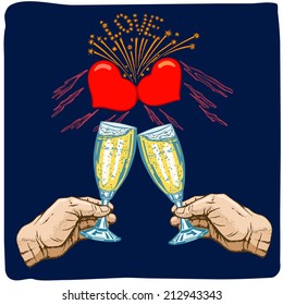 cartoon, hand drawn, vector, sketch, illustration of mutual love