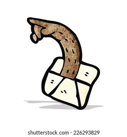 caricatura en el sobre apuntando