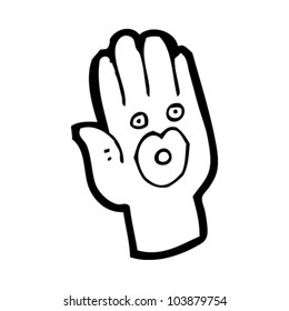 cartoon hand and face