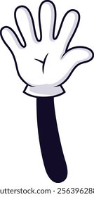 Cartoon hand featuring five open fingers, expressing a cheerful greeting or voting gesture, set against a clean white background, adding a playful touch to communication