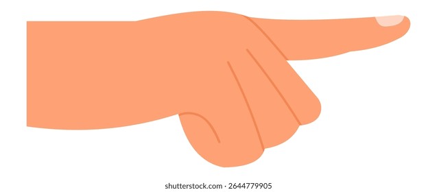 Cartoon hand featuring an index finger pointing in the right direction against a clean white background, representing various concepts of communication and guidance effectively