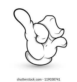 Cartoon Hand - Finger Pointing Pinch - Vector Illustration