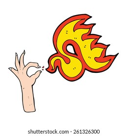 Cartoon-Hand und Feuersymbol