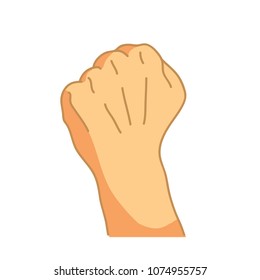 Cartoon hand in fist gesture isolated on white