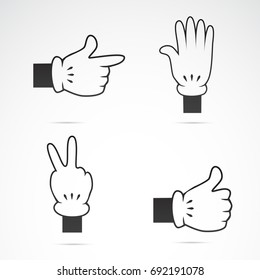 Cartoon hand gesture icon set isolated on white background. Vector art.