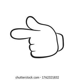 Cartoon Hand Gesture, Pointing Left Finger. Vector Illustration.