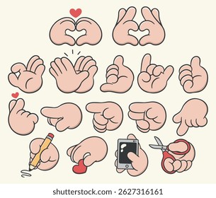 Cartoon Hand Gesture Pose Illustration Set