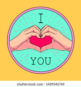 cartoon hand gesture vector illustration love typography slogan textile clothing apparel tee shirt wallpaper poster card icon logo print graphic design 
