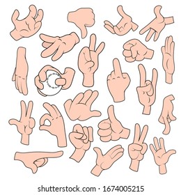 Cartoon Hand Gestures Different Positions Set Stock Vector (Royalty ...