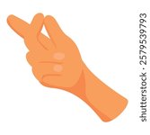 Cartoon hand gesturing small size, pinching together thumb and index finger as if holding something tiny
