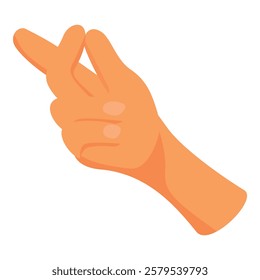 Cartoon hand gesturing small size, pinching together thumb and index finger as if holding something tiny