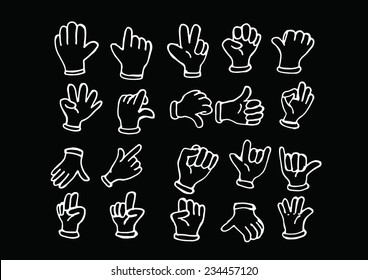 Cartoon hand gloved , illustration of various hands